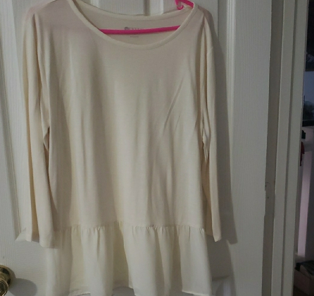 Cream Long Sleeve Peplum Top